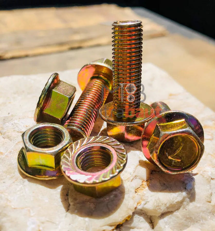 Baut flange dan mur flange lapis kuning - toko baut Medan